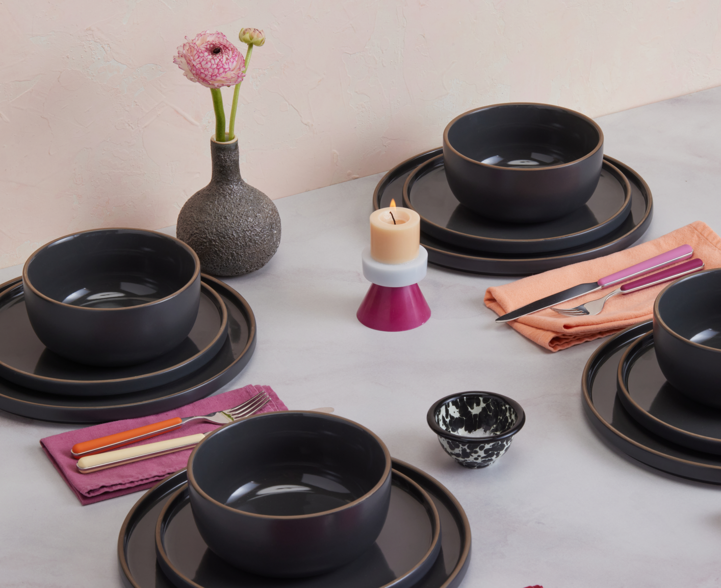 Handcrafted Stacking Dinnerware Set - 12-Piece Tableware Collection