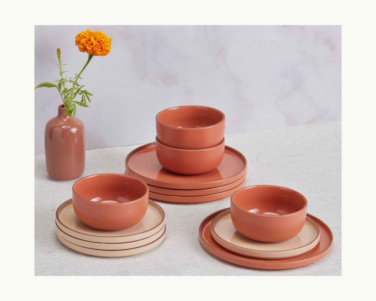 Handcrafted Stacking Dinnerware Set - 12-Piece Tableware Collection