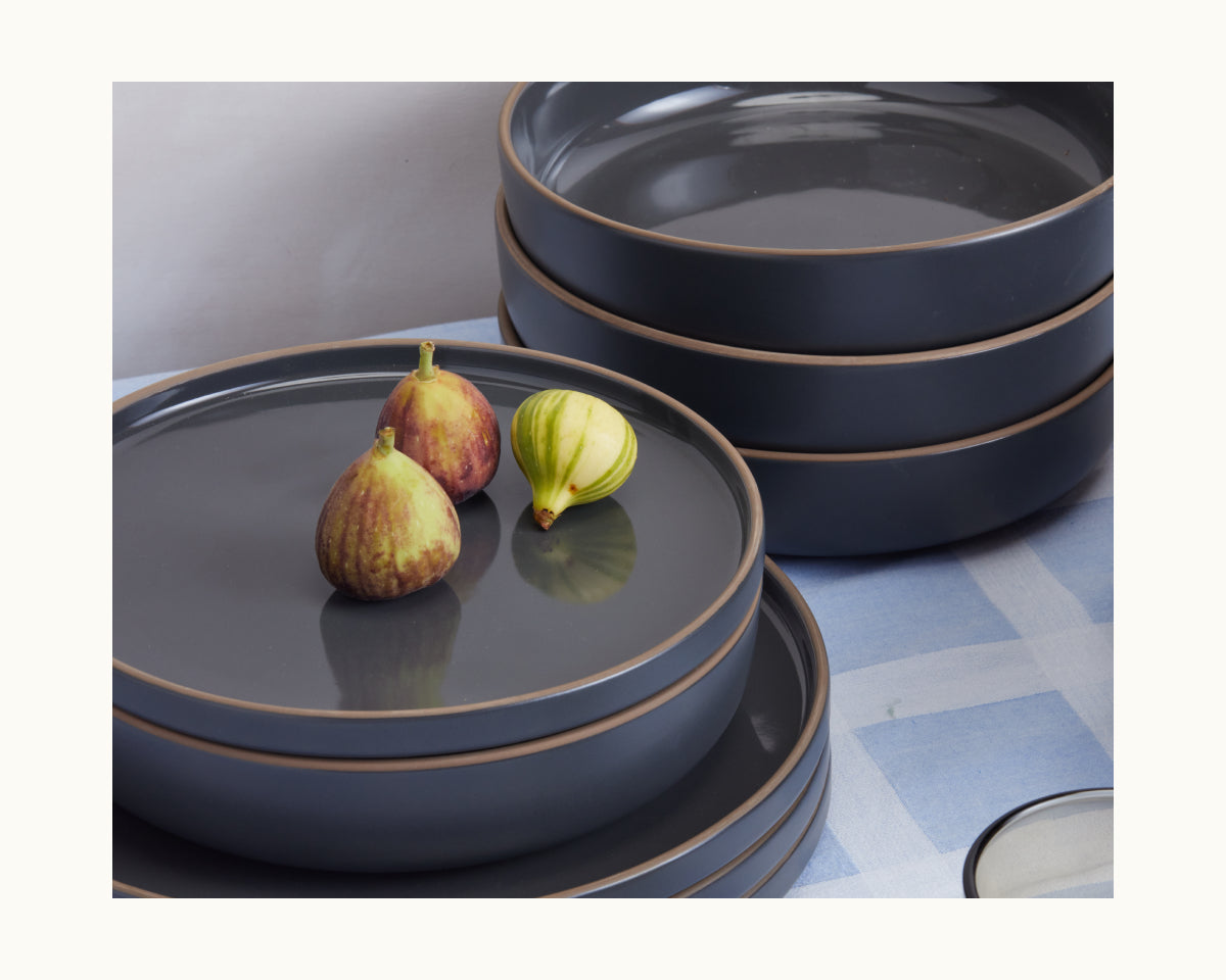 Ceramic Dinner Bowls Set of 4 - Stackable & Scratch-Resistant