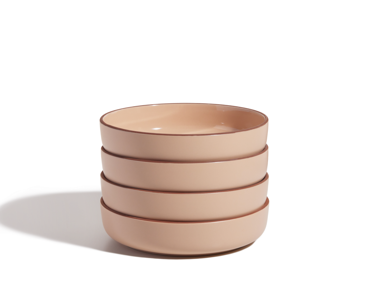 Ceramic Dinner Bowls Set of 4 - Stackable & Scratch-Resistant