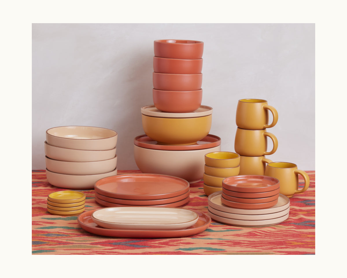 Ceramic Dinner Bowls Set of 4 - Stackable & Scratch-Resistant