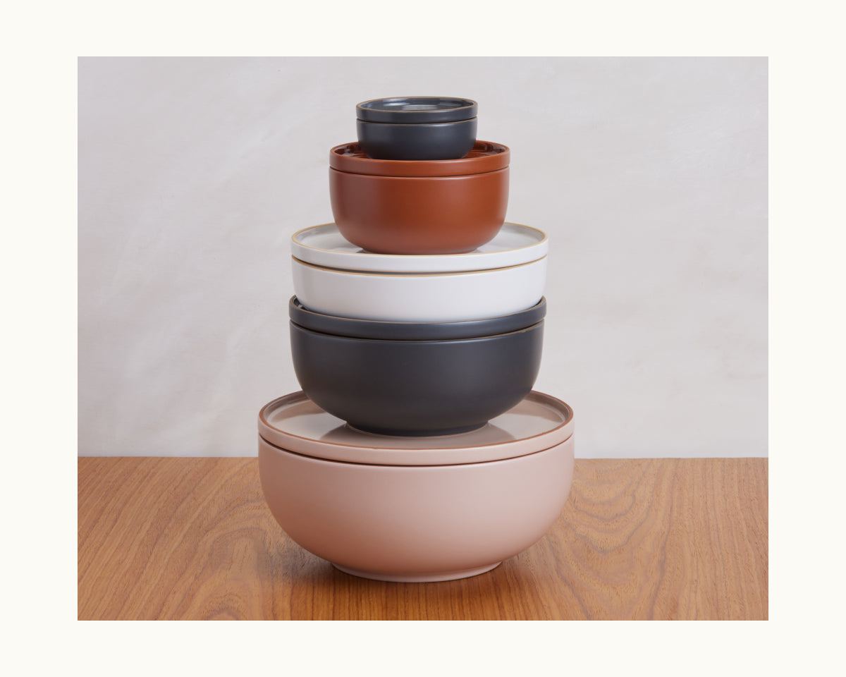 Ceramic Dinner Bowls Set of 4 - Stackable & Scratch-Resistant