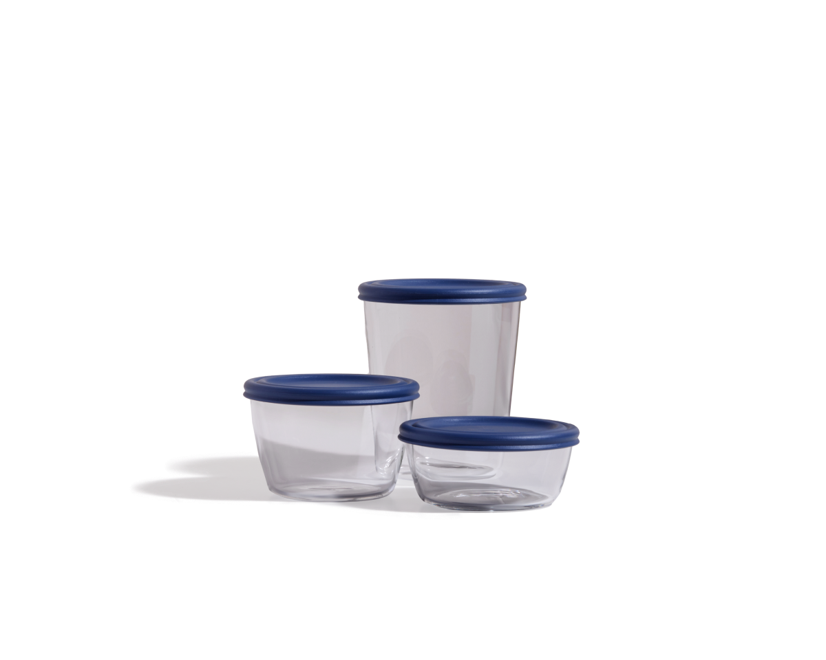 Glass Food Storage Containers Set - Microwave & Oven Safe, Stackable Trio for Leftovers