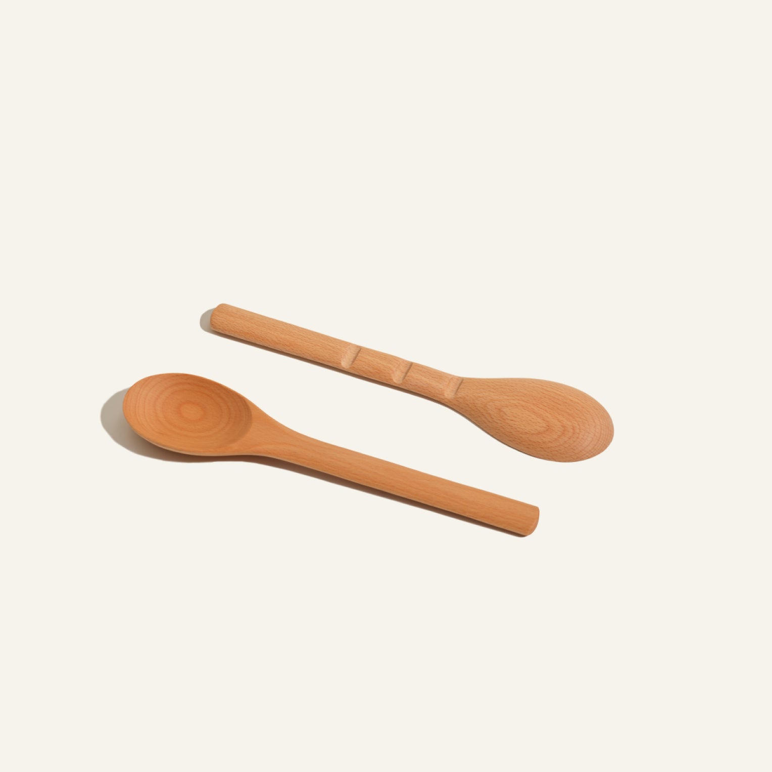 Natural Beechwood Spoons Set - Notched & Nested for Cooking